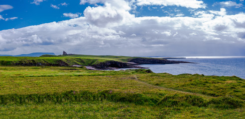 Landscape of Classieban Castle in Ireland.