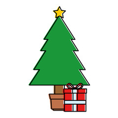 christmas tree with gifts vector illustration design
