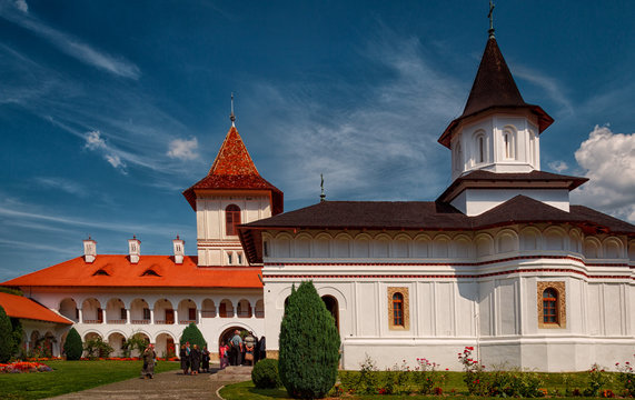 SAMBATA DE JOS, circa 2016- Pilgrims coming out of an Orthodox church mass