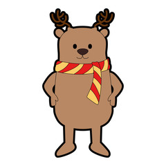 cute reindeer christmas character vector illustration design
