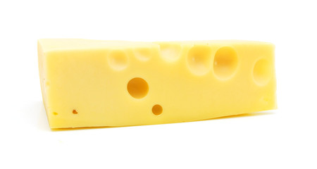piece of cheese isolated on a white background
