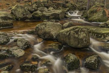 Cerny creek in Jizerske mountains in dark day