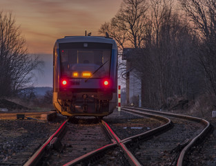 Passenger train in Bily Potok pod Smrkem station