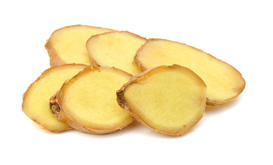 fresh ginger on a white background
