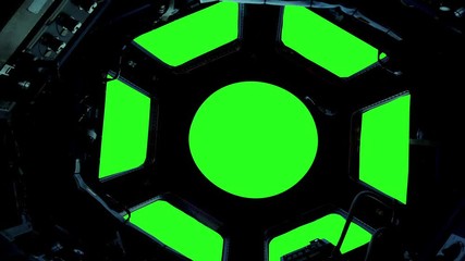 International Space Station (ISS) with Green Screen. Elements of this image furnished by NASA.