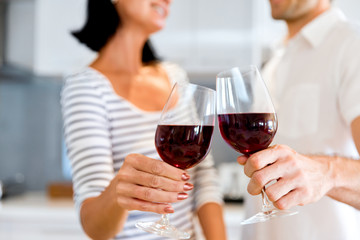 Portrait of a couple having a glass of red wine