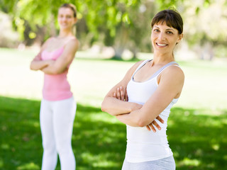 Fototapeta premium Young women exercising in the park