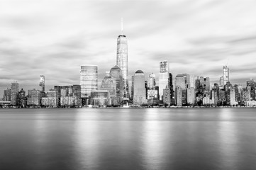 New York City Twilight Cityscape - B&W