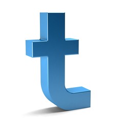 Letter t. 3D Render illustration in white background