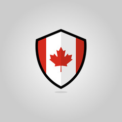 Canadian Flag Flat Vector Shield Badge