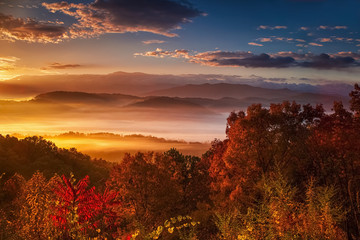Smoky Mountain Sunrise at Autumn
