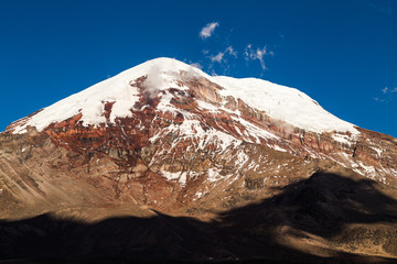 Melting of the glaciers of the Chimborazo volcano, is majestic at sunset
