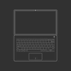 Outlined laptop on black