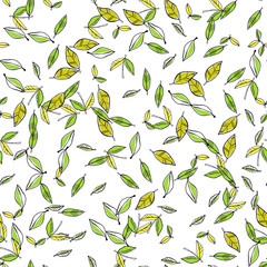 Leaves, leaf fall. Seamless floral pattern. Vector