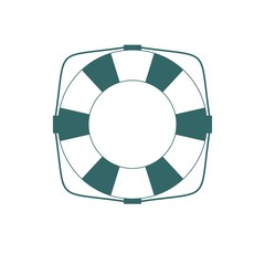 Lifebuoy icon in flat contour style isolated on a white background. Simple vector life ring or life preserver symbol.