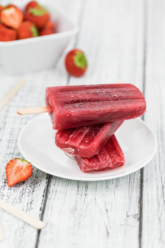 Strawberry Popsicles (close-up shot)