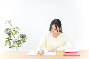 Female student studying in cram school