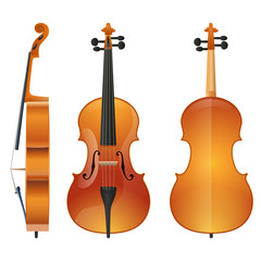 Fototapeta premium Violin or contrabass musical instrument with bow sketch icon. Vector illustration