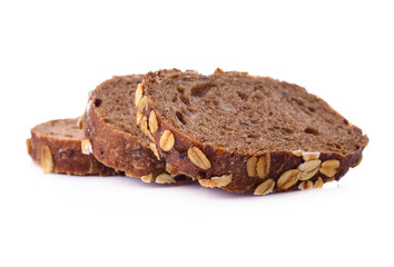 Fresh whole grain bread  on white background