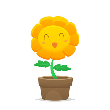 Cartoon flower in a pot vector