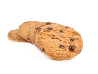Chocolate homemade pastry biscuits isolated on white background