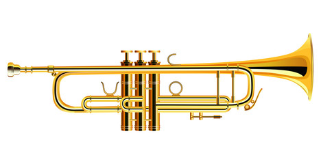 Brass trumpet icon. Philharmonic orchestra isolated. Vector illustration - obrazy, fototapety, plakaty