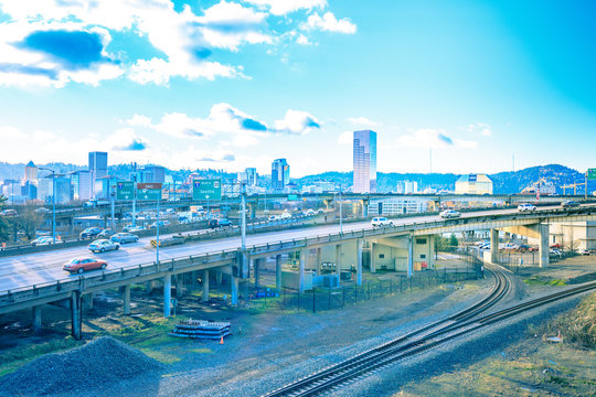 Portland City Scape On The Day