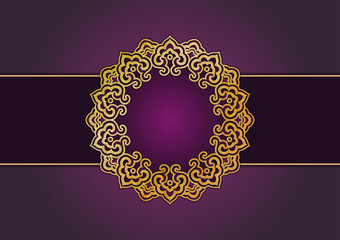 Western Style Card Template, Purple And Golden, Floral Frame 