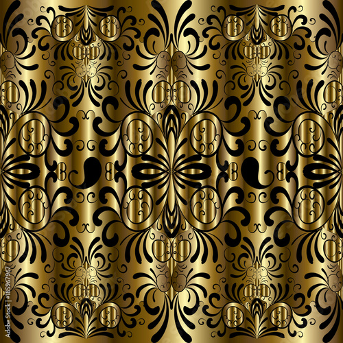 Black And Gold Paisley Wallpaper