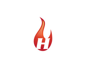 h letter flame logo