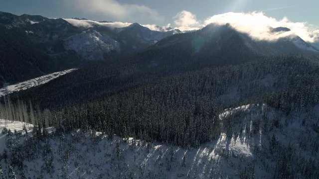 Amazing Mountain Wilderness Aerial High Above Snowy Peaks