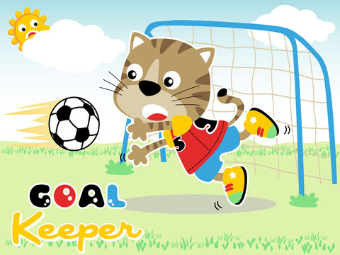 funny animals cartoon in soccer match