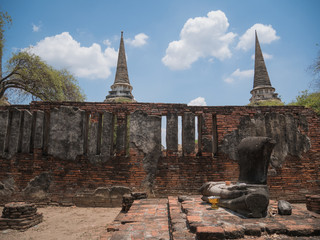 Ayutthaya Thailand - ancient city and historical place. Wat Phra Si Sanphet. The ruin temple.