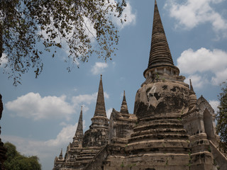 Fototapeta premium Ayutthaya Thailand - ancient city and historical place. Wat Phra Si Sanphet. The ruin temple.