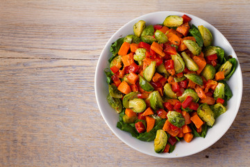 Roasted vegetable salad. View from above, top, horizontal