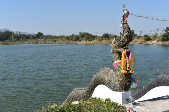 Praya Nakha image state on the bank of the river