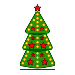 Christmas tree, line colorful icon on a white background.