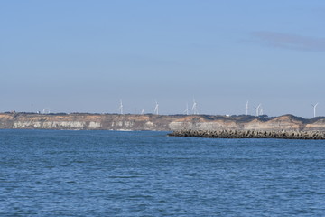 Windpower generators on the Byoubugaura (Japanese cliff of Dover)