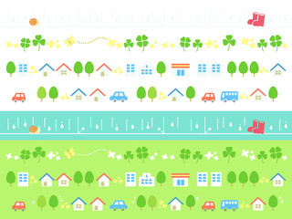 街並み　ライン　イラスト 