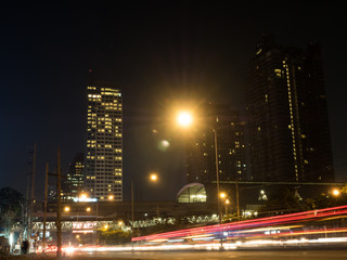 Fototapeta na wymiar traffic city night at Bangkok,Thailand