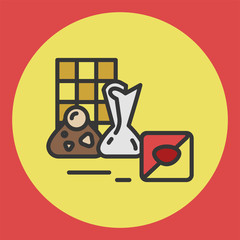 Sweets candy category icon, vector line illustration for shop and symbol of cafe. Traditional Russian sweets and Candy.