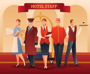 Hotel Staff Flat Composition