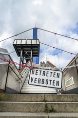 Do Not Enter Sign at bridge in Duisburg, Germany - Translation: Do not enter