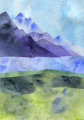 watercolor mountain landscape