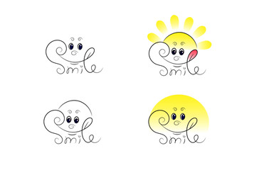 Funny handwritten lettering children's logo Smile