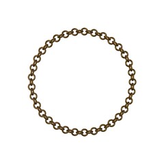 Bronze chain. Isolated on white background. Circle frame.