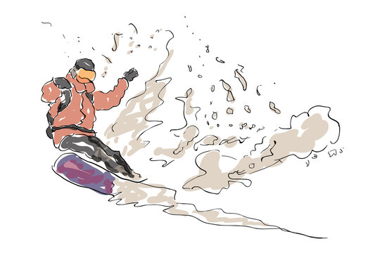      Sketched Snowboarding Man 