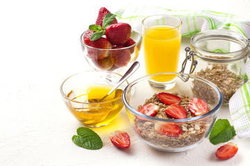 Delicious breakfast on table