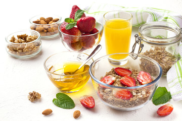 Delicious breakfast on table