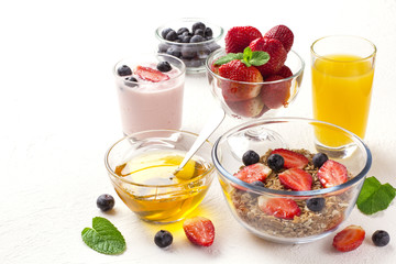 Delicious breakfast on table